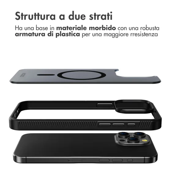 Accezz Rugged Frosted Backcover met MagSafe iPhone 15 Pro Max Zwart