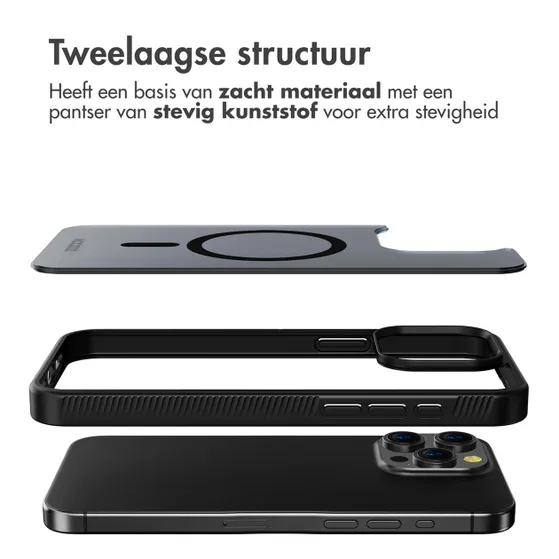 Accezz Rugged Frosted Backcover met MagSafe iPhone 15 Pro Max Zwart