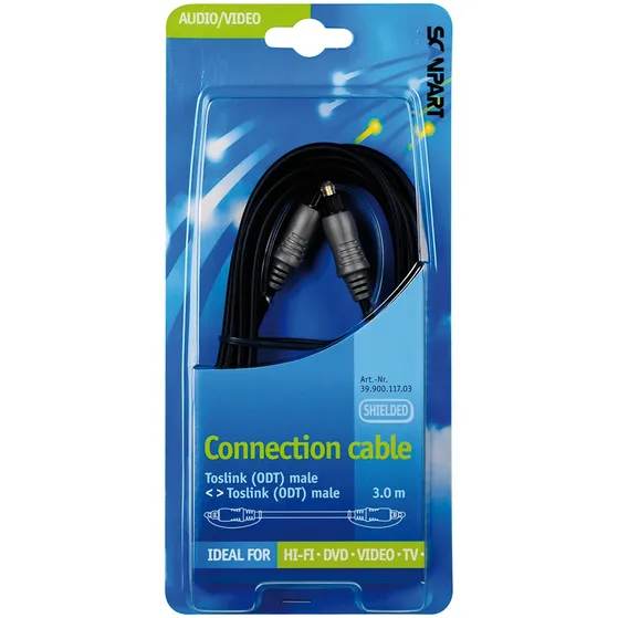 Scanpart Toslink optical audio kabel 3,0m Zwart