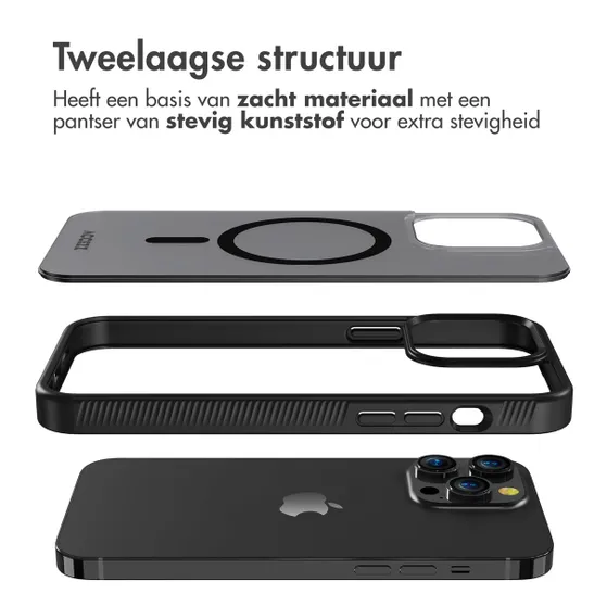 Accezz Rugged Frosted Backcover met MagSafe iPhone 14 Pro Max Zwart