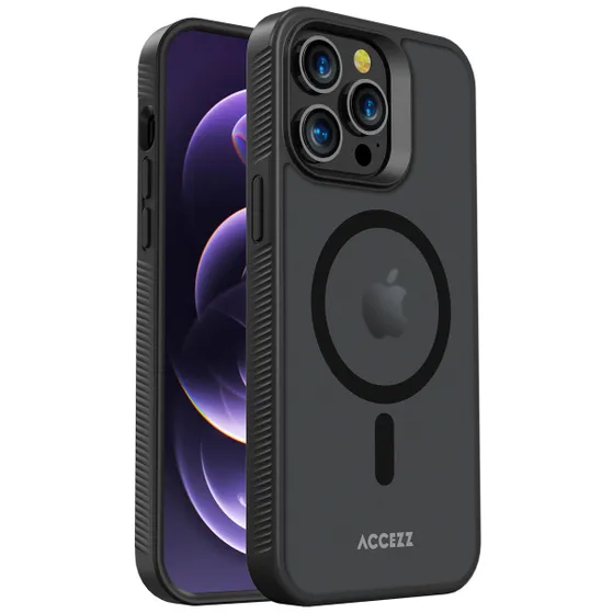 Accezz Rugged Frosted Backcover met MagSafe iPhone 14 Pro Max Zwart