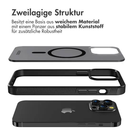 Accezz Rugged Frosted Backcover met MagSafe iPhone 14 Pro Max Zwart