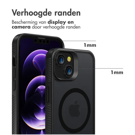 Accezz Rugged Frosted Backcover met MagSafe iPhone 14 Zwart