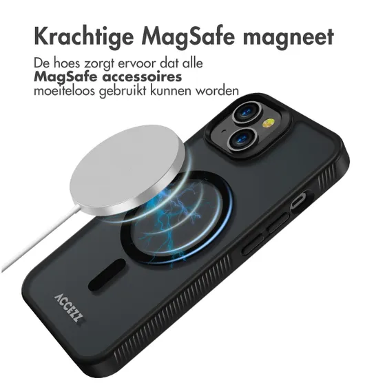 Accezz Rugged Frosted Backcover met MagSafe iPhone 14 Zwart
