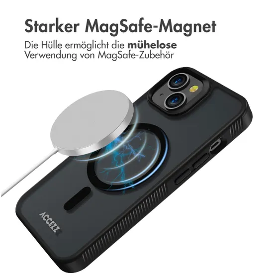 Accezz Rugged Frosted Backcover met MagSafe iPhone 14 Zwart