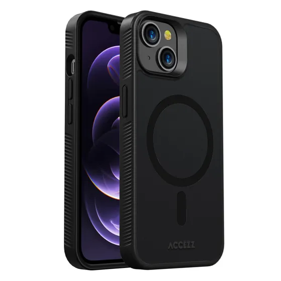 Accezz Rugged Frosted Backcover met MagSafe iPhone 14 Zwart