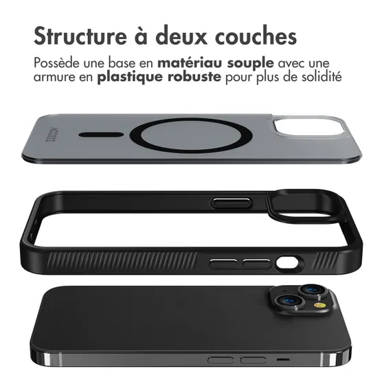 Accezz Rugged Frosted Backcover met MagSafe iPhone 14 Zwart