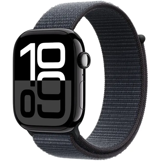 Apple Watch Series 10 GPS + Cellular 46mm Aluminium Case met Ink Sport Loop Zwart