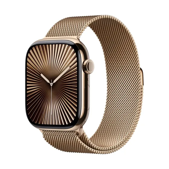 Apple Watch Series 10 GPS + Cellular 46mm Titanium Case met Milanese Loop - M/L Goud