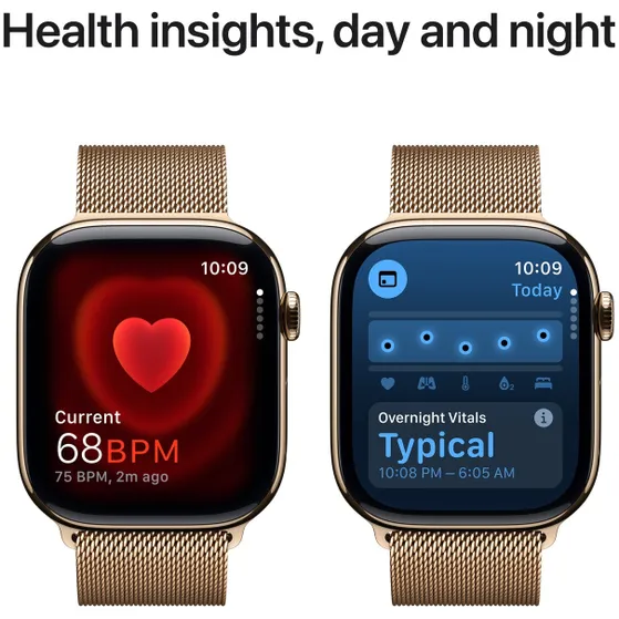 Apple Watch Series 10 GPS + Cellular 46mm Titanium Case met Milanese Loop - M/L Goud