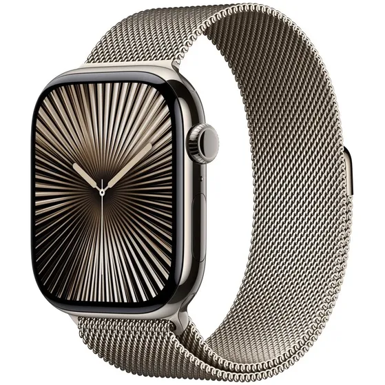 Apple Watch Series 10 GPS + Cellular 46mm Titanium Case met Milanese Loop - M/L Beige