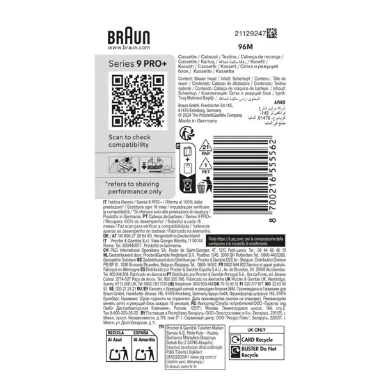 Braun Scheerblad / Combipack 96M Series 9 Pro+ Zilver