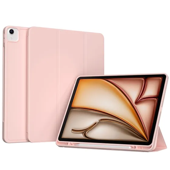 Accezz Smart Silicone Bookcase voor Apple iPad Air 13 inch (2024) M2 Roze