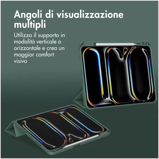 Accezz Smart Silicone Bookcase voor Apple iPad Pro 11 (2024) M4 Donkergroen