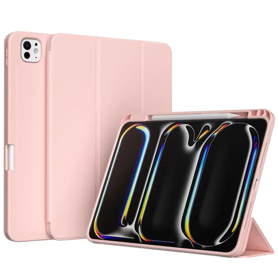 Accezz Smart Silicone Bookcase voor Apple iPad Pro 11 (2024) M4 Roze