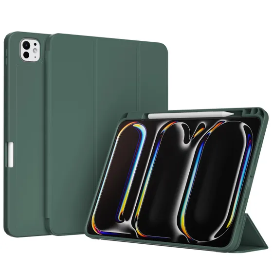 Accezz Smart Silicone Bookcase voor Apple iPad Pro 13 (2024) M4 Donkergroen