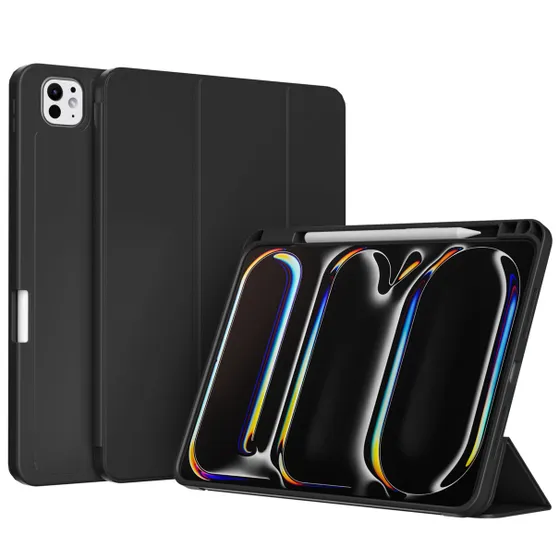 Accezz Smart Silicone Bookcase voor Apple iPad Pro 13 (2024) M4 Zwart