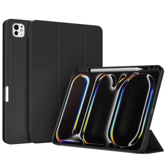 Accezz Smart Silicone Bookcase voor Apple iPad Pro 13 (2024) M4 Zwart
