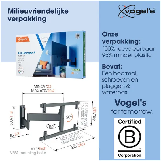 Vogels TVM 3665 Draaibare OLED tv-beugel Zwart