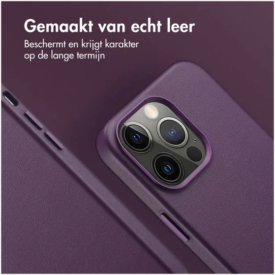 Accezz MagSafe Leather Backcover iPhone 13 Pro Paars