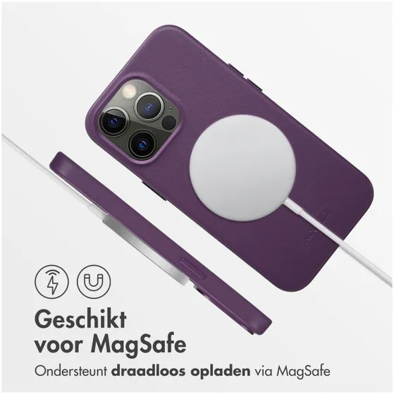 Accezz MagSafe Leather Backcover iPhone 13 Pro Paars