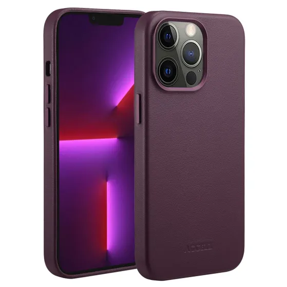 Accezz MagSafe Leather Backcover iPhone 13 Pro Paars