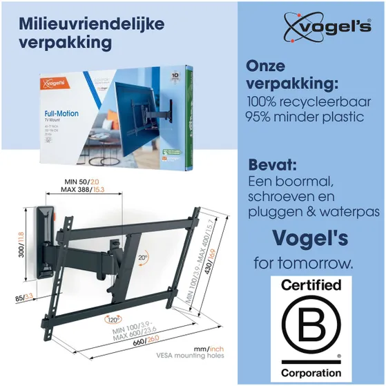 Vogels TVM 3625 Draaibare tv-beugel Zwart