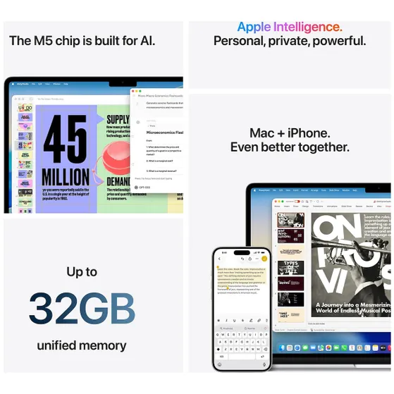 Apple MacBook Air 15 inch (2026) M5 (10 CPU / 10 GPU) 16GB/1TB Wit