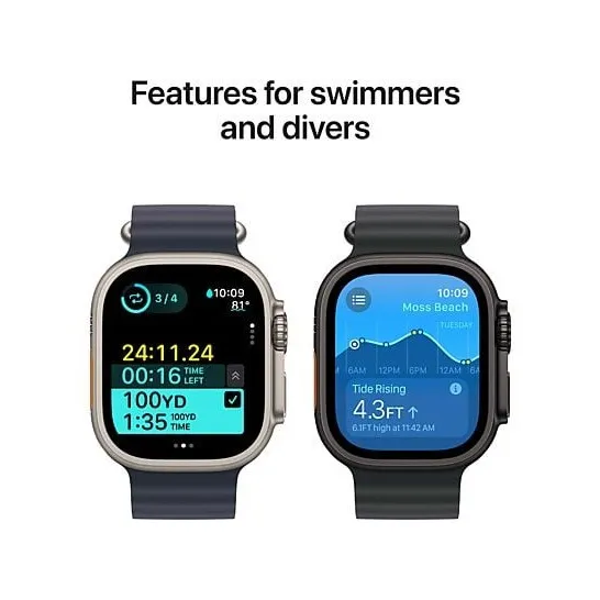 Apple Watch Ultra 2 GPS + Cellular 49mm Titanium Case met Dark Green Alpine Loop - Large Zwart