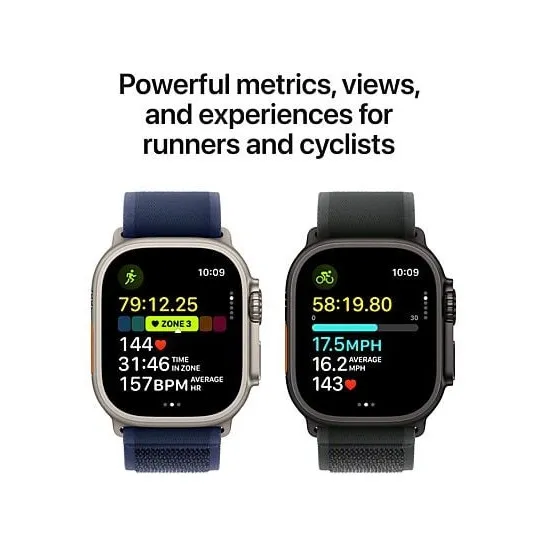 Apple Watch Ultra 2 GPS + Cellular 49mm Titanium Case met Dark Green Alpine Loop - Large Zwart