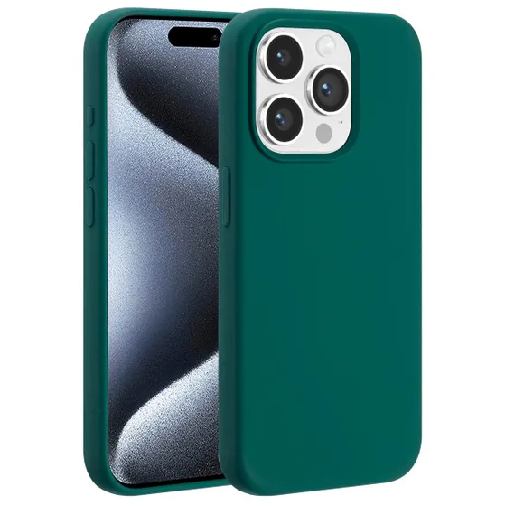 Accezz Liquid Silicone Backcover met MagSafe voor Apple iPhone 15 Pro Donkergroen