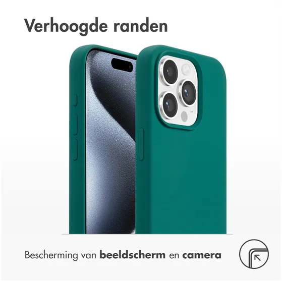 Accezz Liquid Silicone Backcover met MagSafe voor Apple iPhone 15 Pro Donkergroen