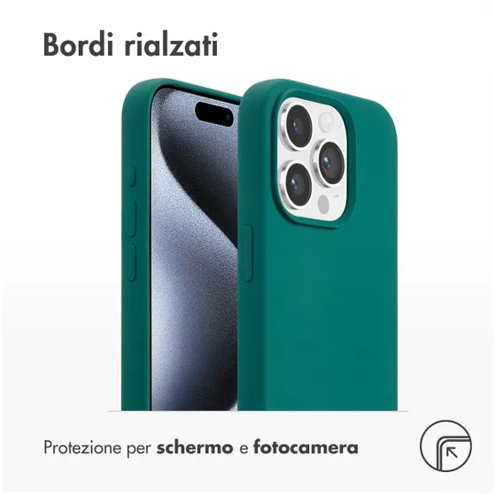 Accezz Liquid Silicone Backcover met MagSafe voor Apple iPhone 15 Pro Donkergroen