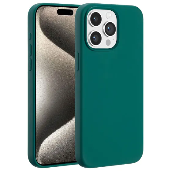 Accezz Liquid Silicone Backcover met MagSafe voor Apple iPhone 15 Pro Max Donkergroen