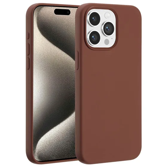 Accezz Liquid Silicone Backcover met MagSafe voor Apple iPhone 15 Pro Max Bruin