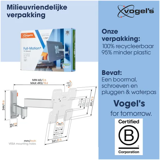 Vogels TVM 3245 Draaibare tv-beugel Wit