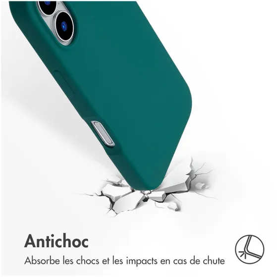 Accezz Liquid Silicone Backcover met MagSafe voor Apple iPhone 16 Donkergroen