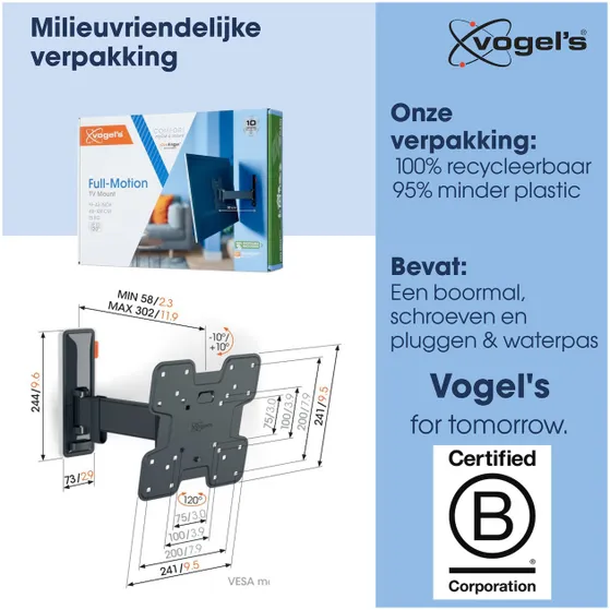 Vogels TVM 3225 Draaibare tv-beugel Zwart