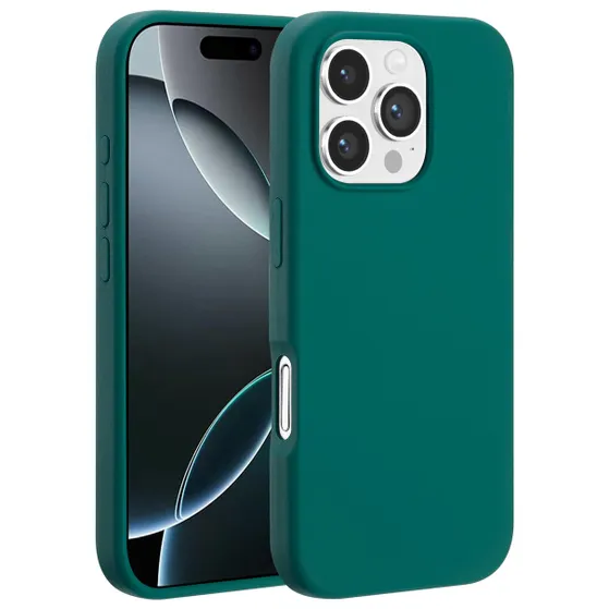 Accezz Liquid Silicone Backcover met MagSafe voor Apple iPhone 16 Pro Donkergroen