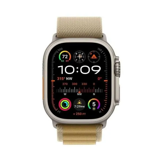 Apple Watch Ultra 2 GPS + Cellular 49mm Titanium Case met Tan Alpine Loop - Large Beige