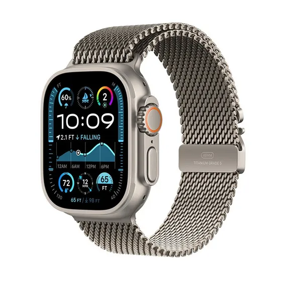 Apple Watch Ultra 2 GPS + Cellular 49mm Titanium Case met Titanium Milanese Loop - S Beige