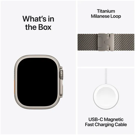 Apple Watch Ultra 2 GPS + Cellular 49mm Titanium Case met Titanium Milanese Loop - S Beige