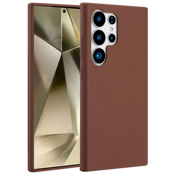 Accezz Liquid Silicone Backcover met MagSafe voor Samsung Galaxy S24 Ultra Bruin