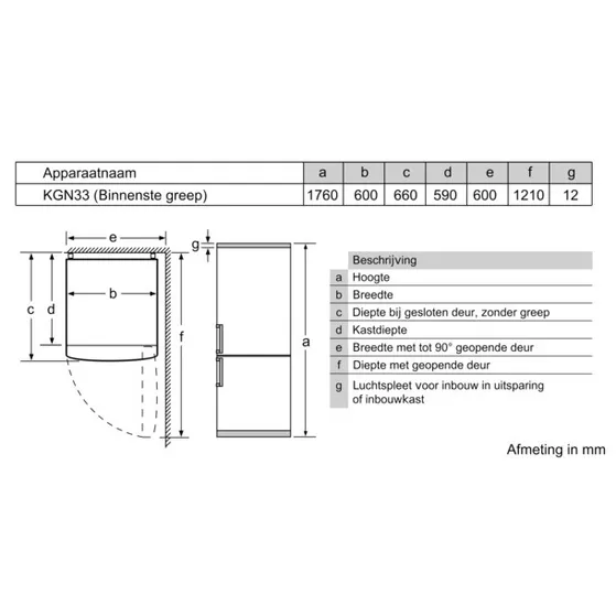 Bosch KGN33NLEB Zilver
