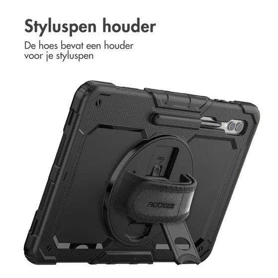 Accezz Rugged Backcover met schouderstrap Samsung Galaxy Tab S9 Ultra Zwart