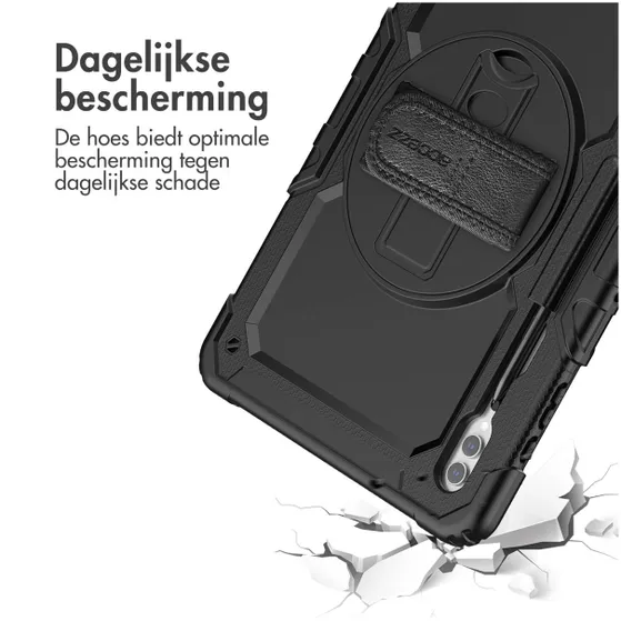 Accezz Rugged Backcover met schouderstrap Samsung Galaxy Tab S9 Ultra Zwart