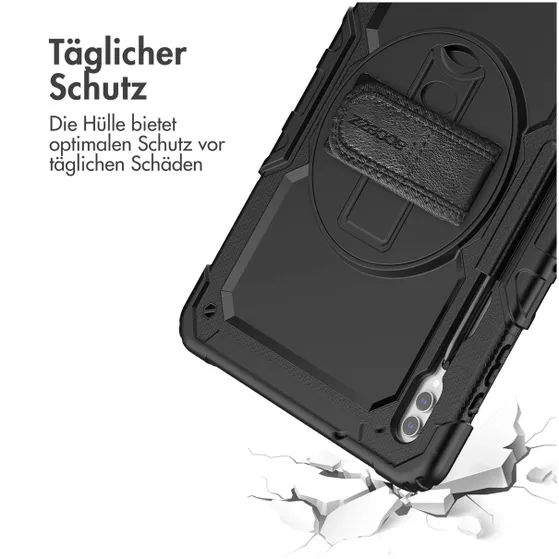 Accezz Rugged Backcover met schouderstrap Samsung Galaxy Tab S9 Ultra Zwart