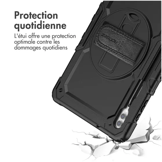Accezz Rugged Backcover met schouderstrap Samsung Galaxy Tab S9 Ultra Zwart
