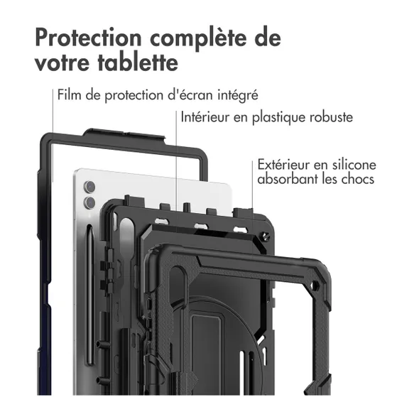 Accezz Rugged Backcover met schouderstrap Samsung Galaxy Tab S9 Ultra Zwart