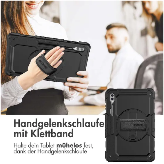 Accezz Rugged Backcover met schouderstrap Samsung Galaxy Tab S9 Ultra Zwart